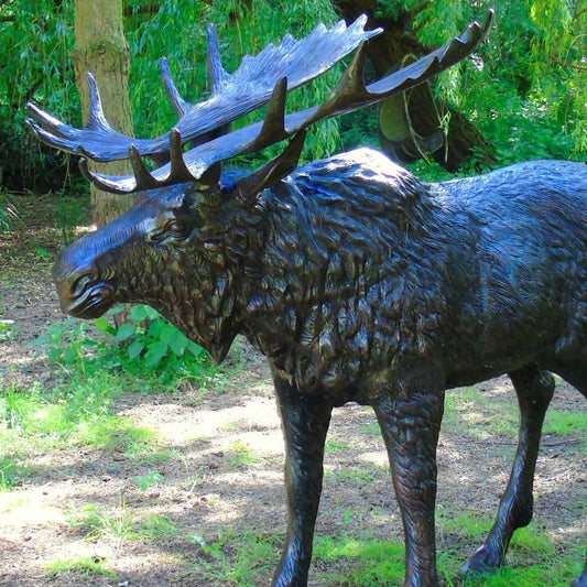 Large Moose Statue for Gardens in Bronze-Effect Aluminium